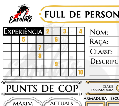 Full de personatge d'Enrolats (previsualització)