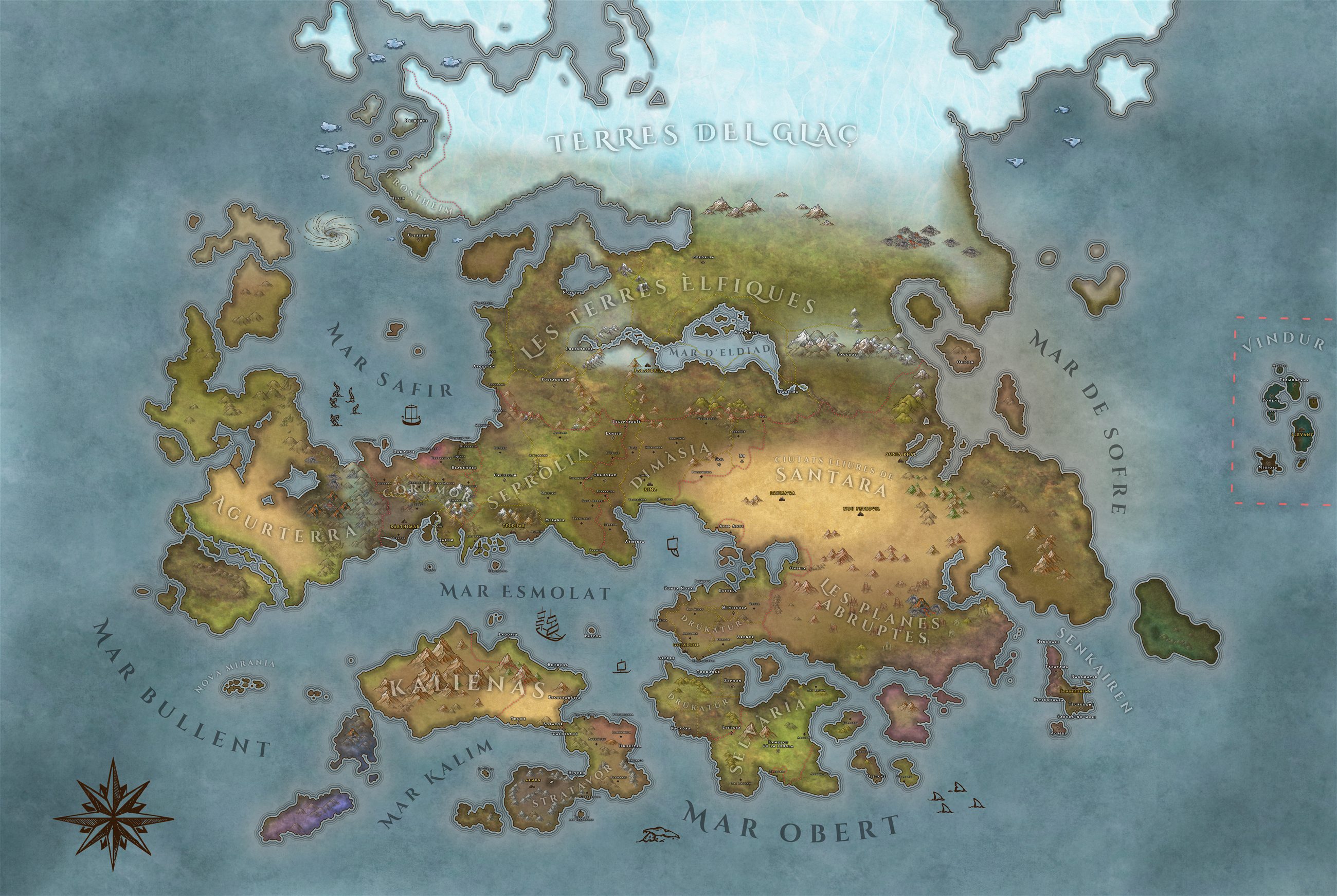 Mapa geogràfic de les Terres de Mirathil